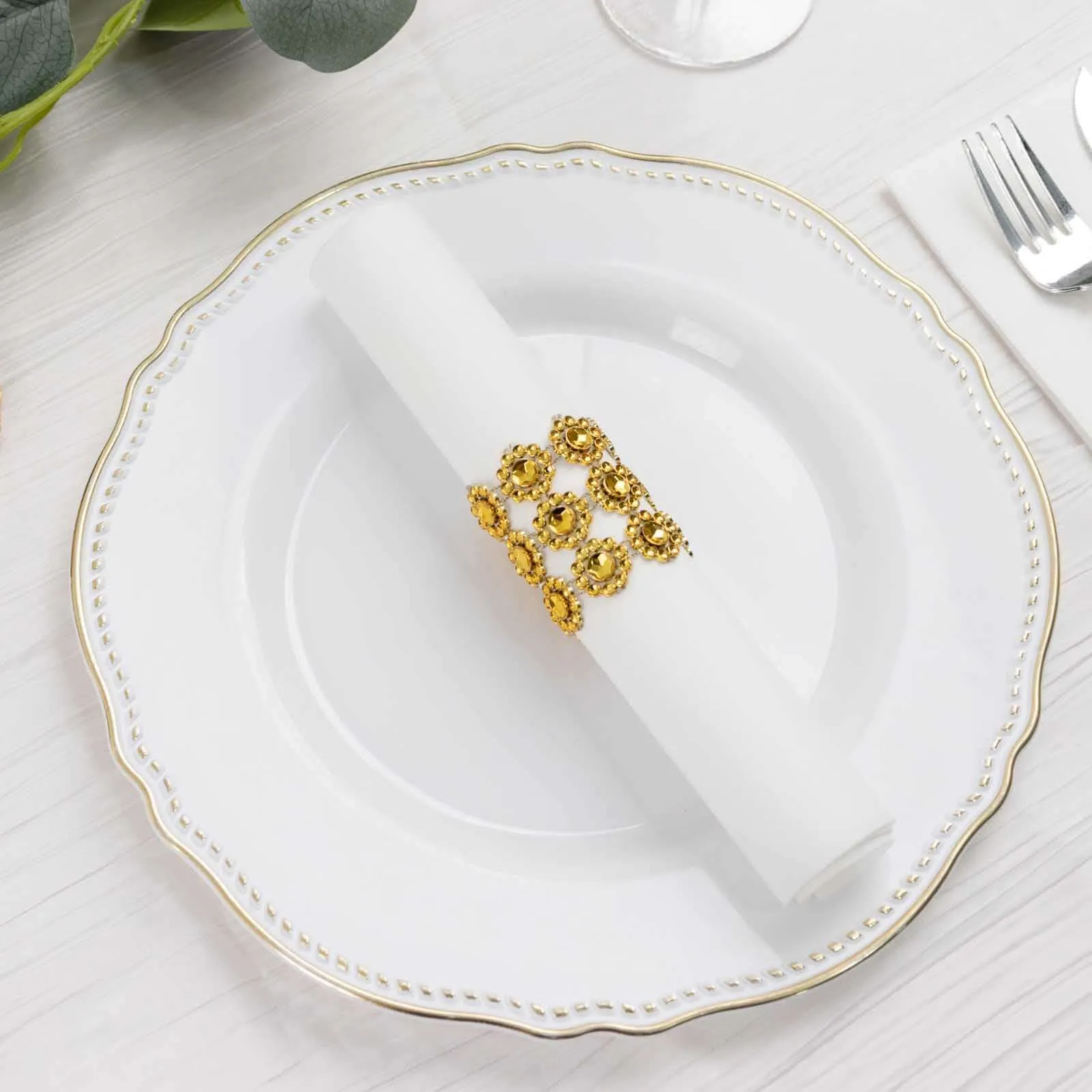 10 Pack Gold Sunflower Diamond Rhinestones Napkin Rings With Velcro, Elegant Wedding Napkin Holders