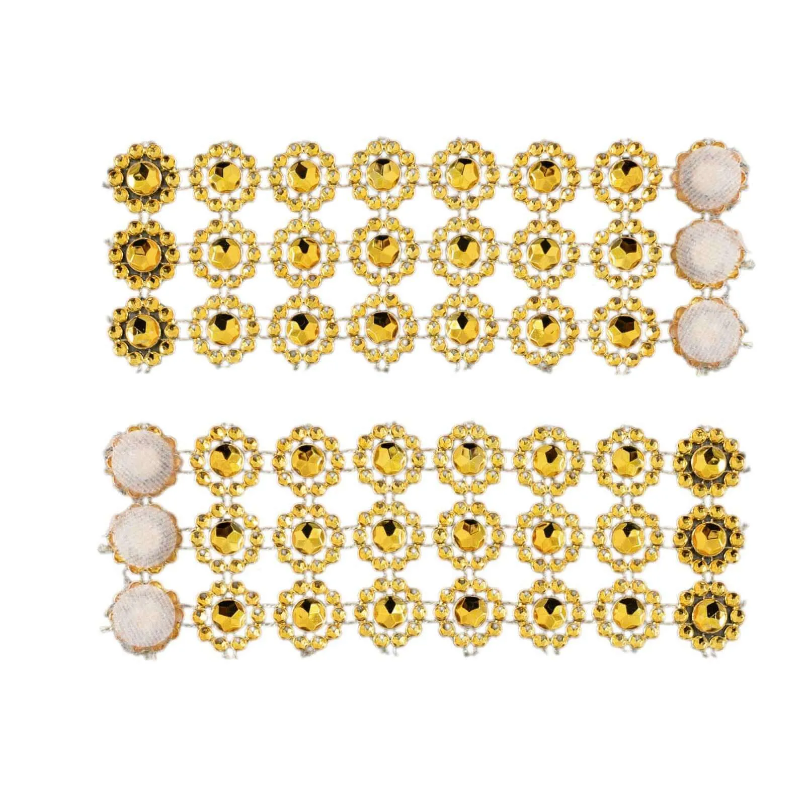 10 Pack Gold Sunflower Diamond Rhinestones Napkin Rings With Velcro, Elegant Wedding Napkin Holders