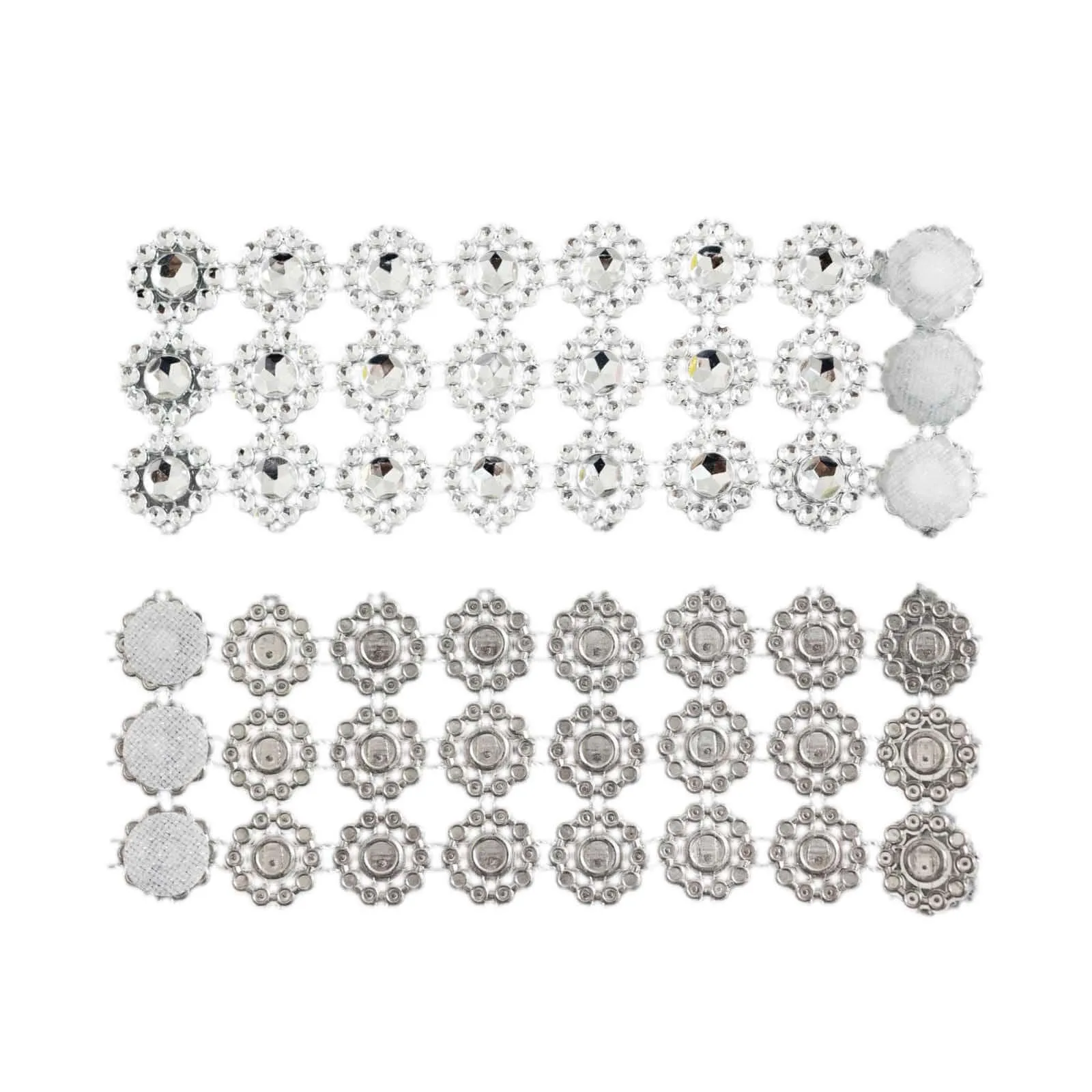 10 Pack Silver Sunflower Diamond Rhinestones Napkin Rings With Velcro, Elegant Wedding Napkin Holders