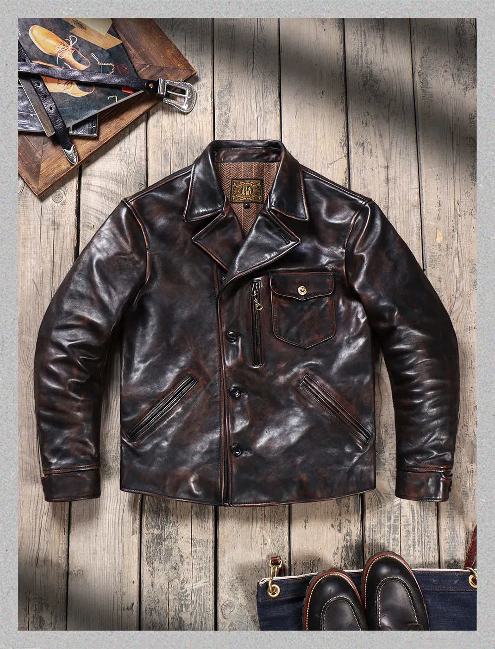 1950s Distressed Motorcycle Leather Jacket