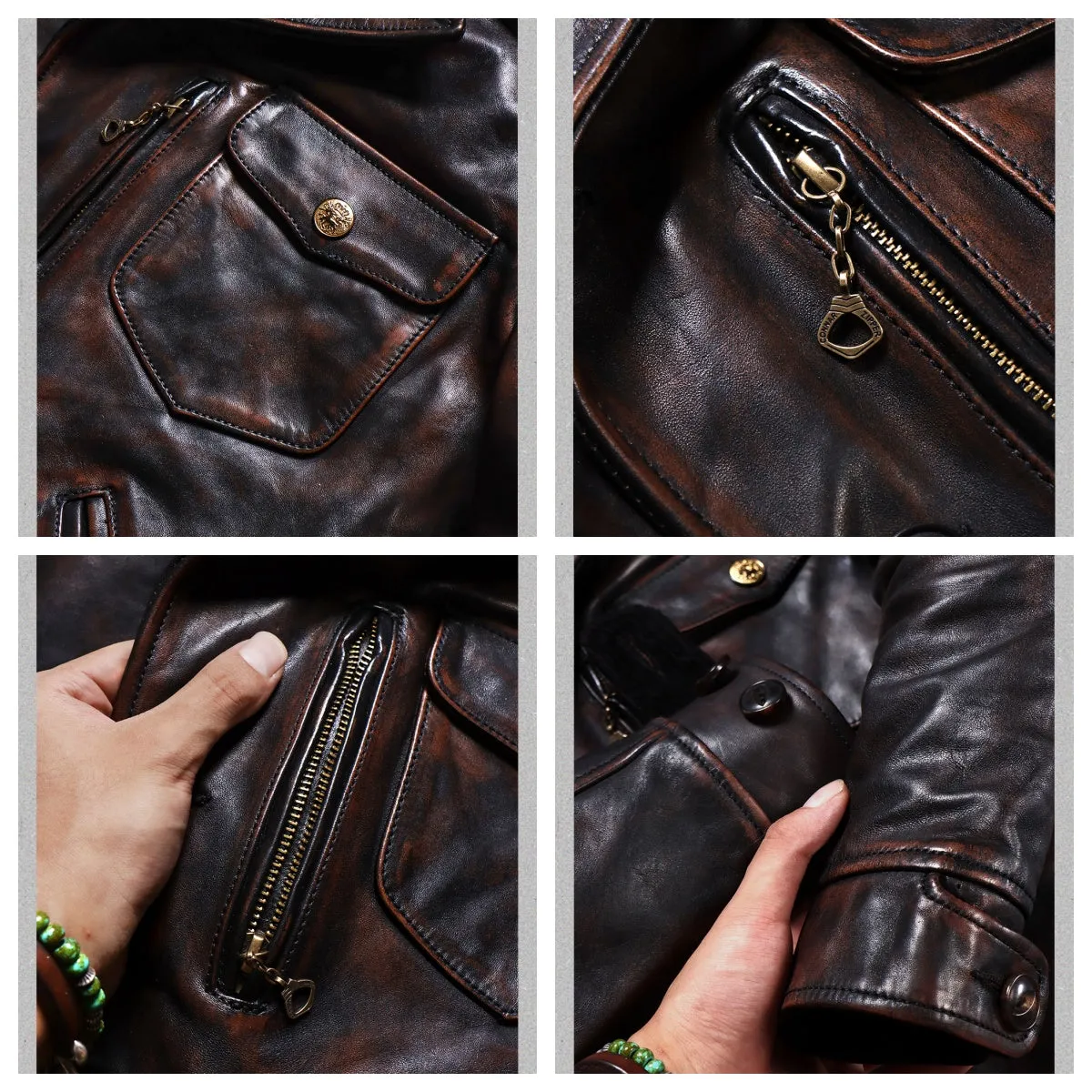 1950s Distressed Motorcycle Leather Jacket