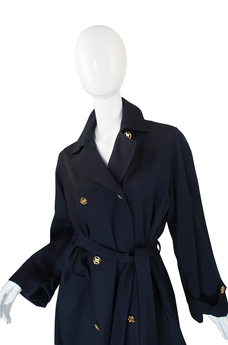 1980s Blue with Gold Celine Trench Coat