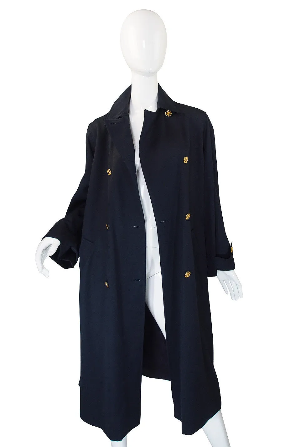 1980s Blue with Gold Celine Trench Coat