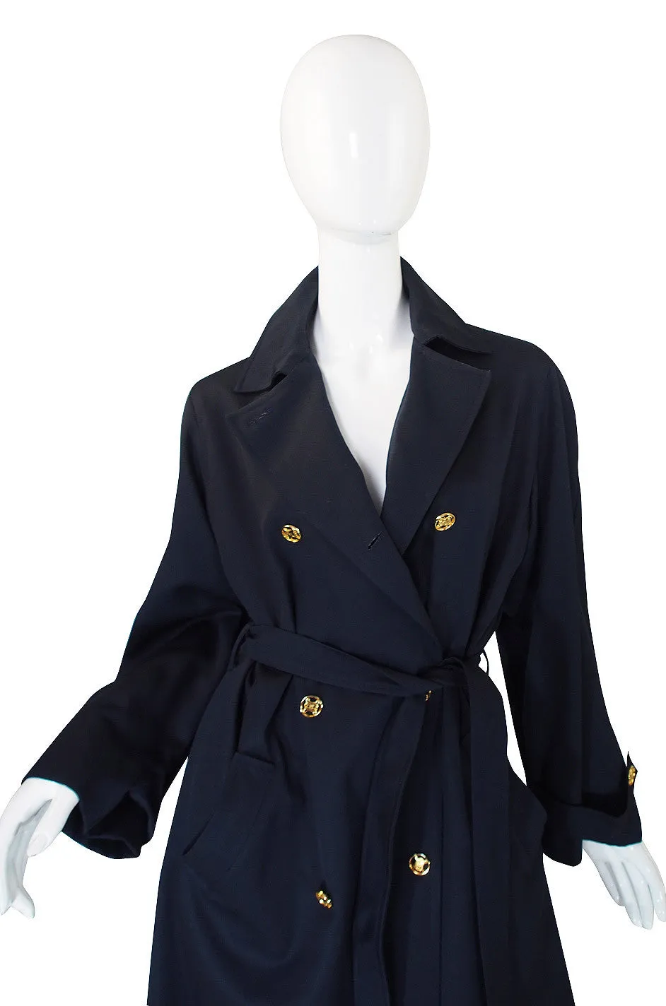 1980s Blue with Gold Celine Trench Coat