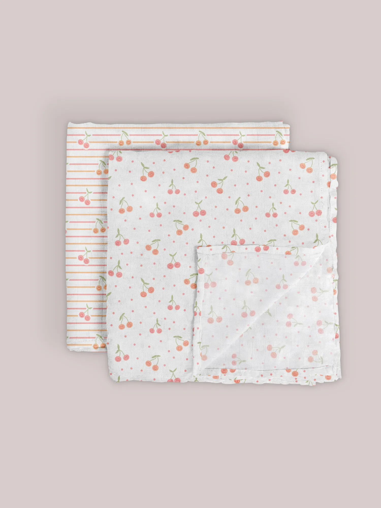 2-Pack Square Swaddle Blanket Set - Cherry Cute by Doodle By Meg