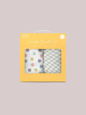 2-Pack Square Swaddle Blanket Set - Happy Baby Vibes