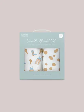 2-Pack Square Swaddle Blanket Set - Howdy Partner Blue