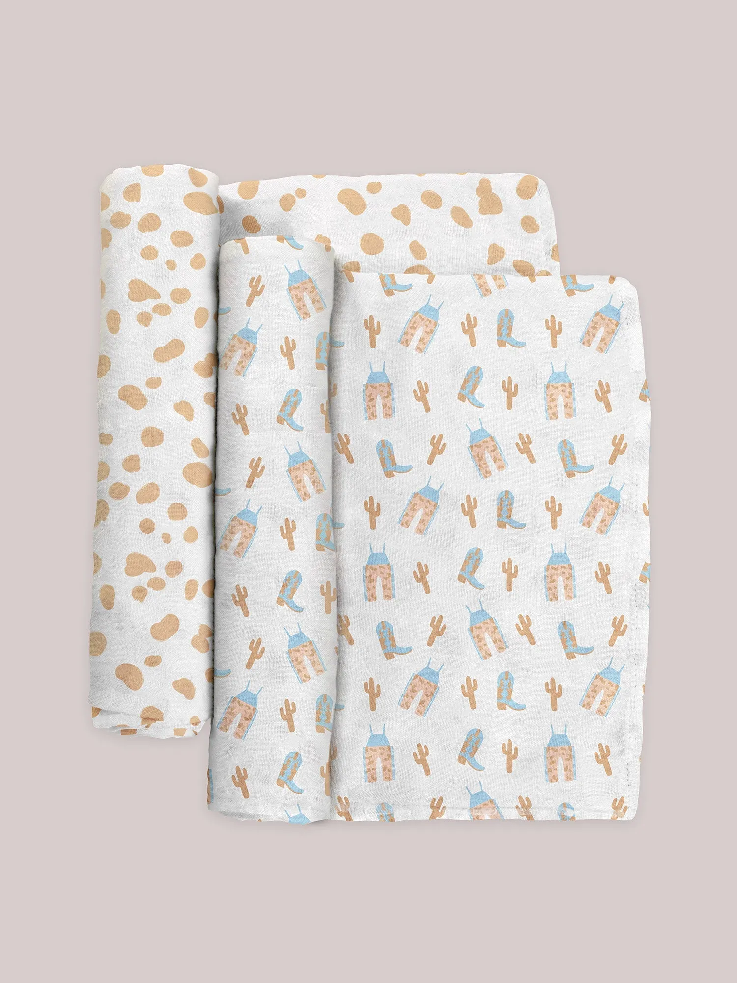 2-Pack Square Swaddle Blanket Set - Howdy Partner Blue