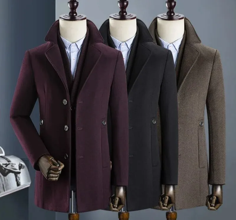 2024 new arrival winter jacket men fashion Woolen Coat Men's Casual Wool trench coat Men Dress Jacket full Size M-3XL