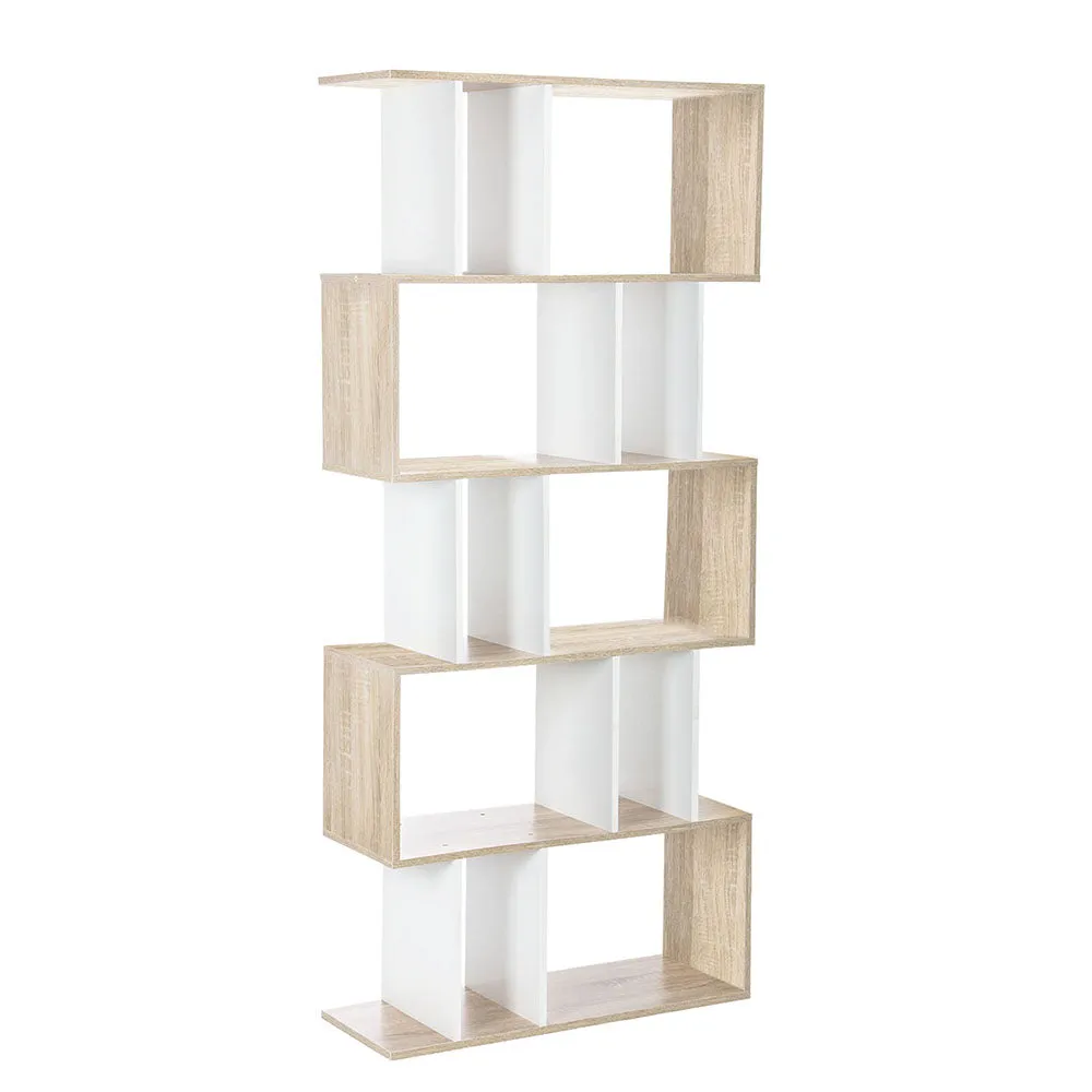 5 Tier Display Book Storage Shelf Unit - White Brown