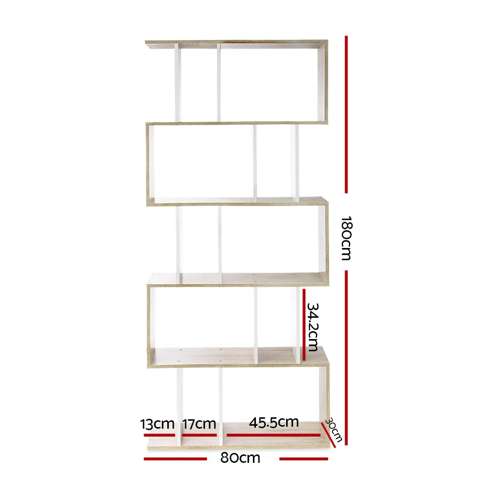 5 Tier Display Unit Book Storage Shelf Stand Bookshelf White Brown