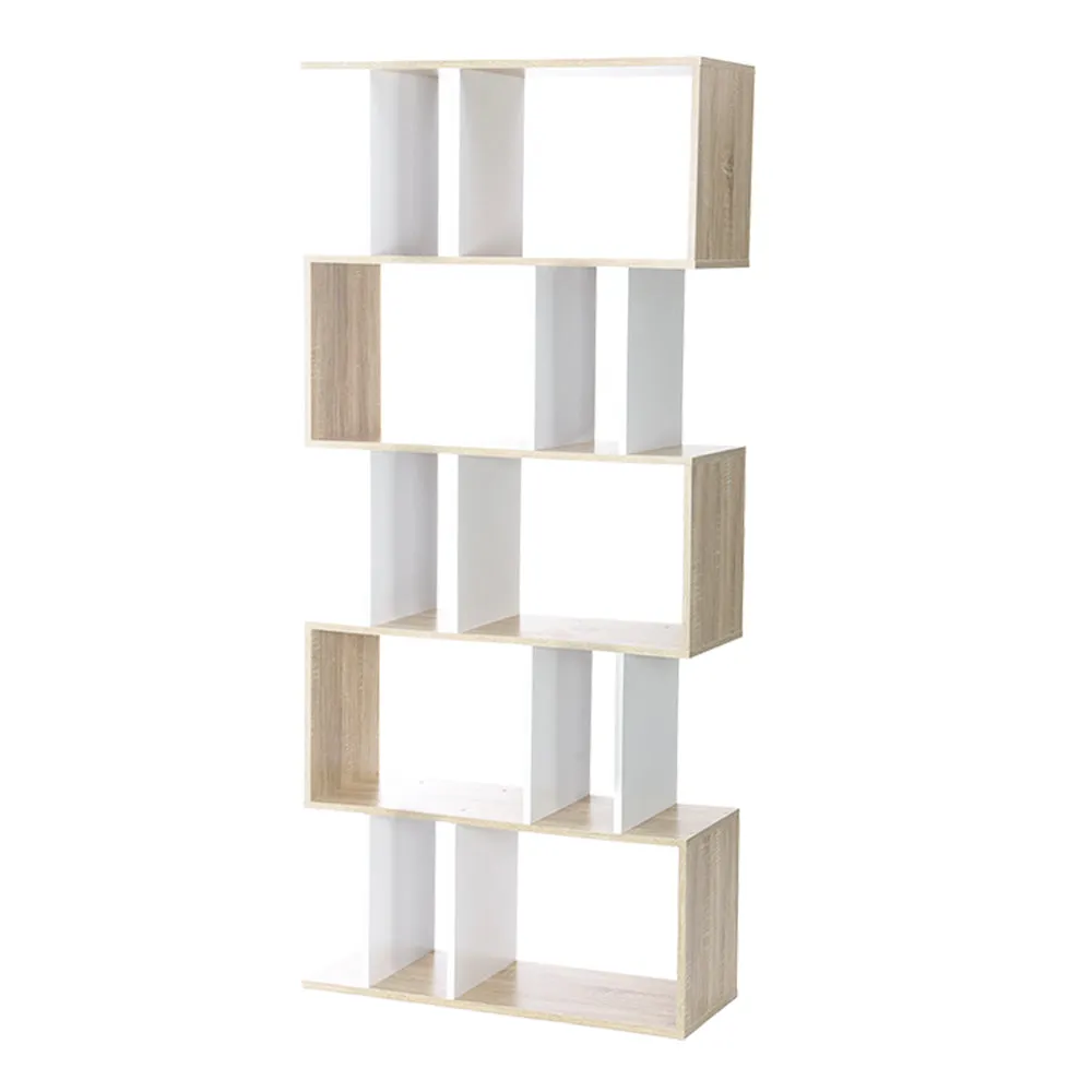 5 Tier Display Unit Book Storage Shelf Stand Bookshelf White Brown