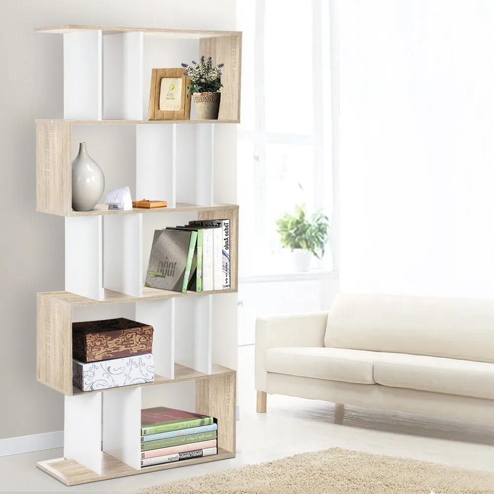 5 Tier Display Unit Book Storage Shelf Stand Bookshelf White Brown