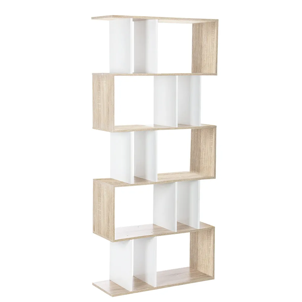 5 Tier Display Unit Book Storage Shelf Stand Bookshelf White Brown