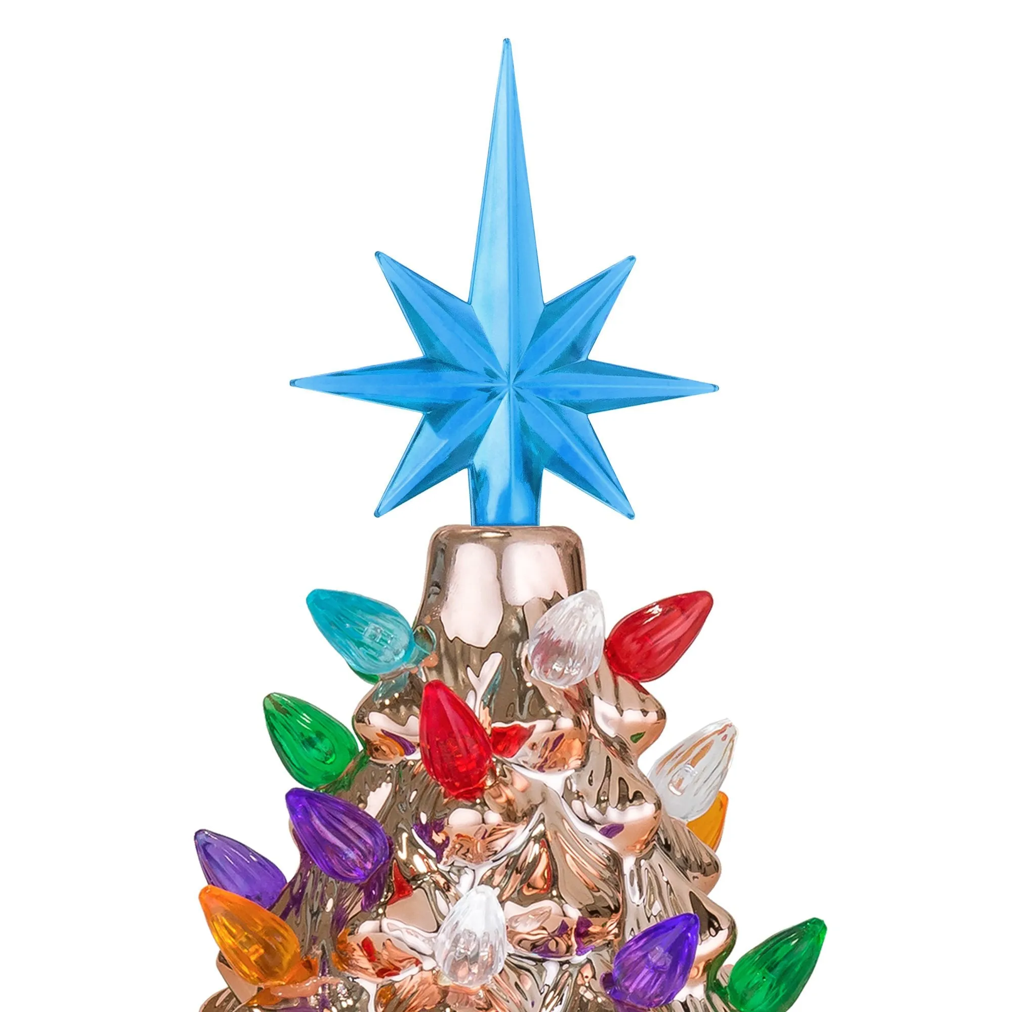 9.5in Pre-Lit Hand-Painted Ceramic Tabletop Christmas Tree