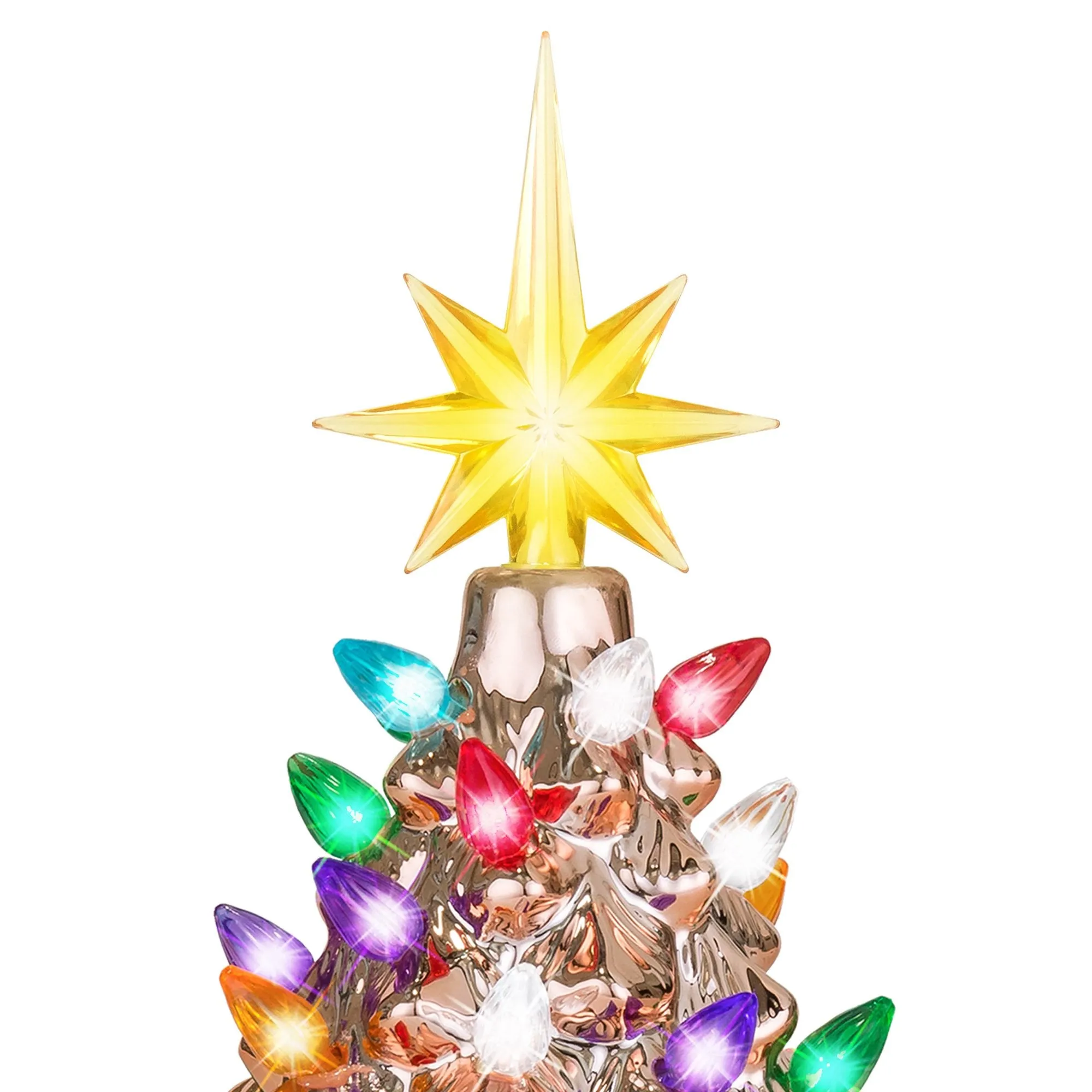 9.5in Pre-Lit Hand-Painted Ceramic Tabletop Christmas Tree