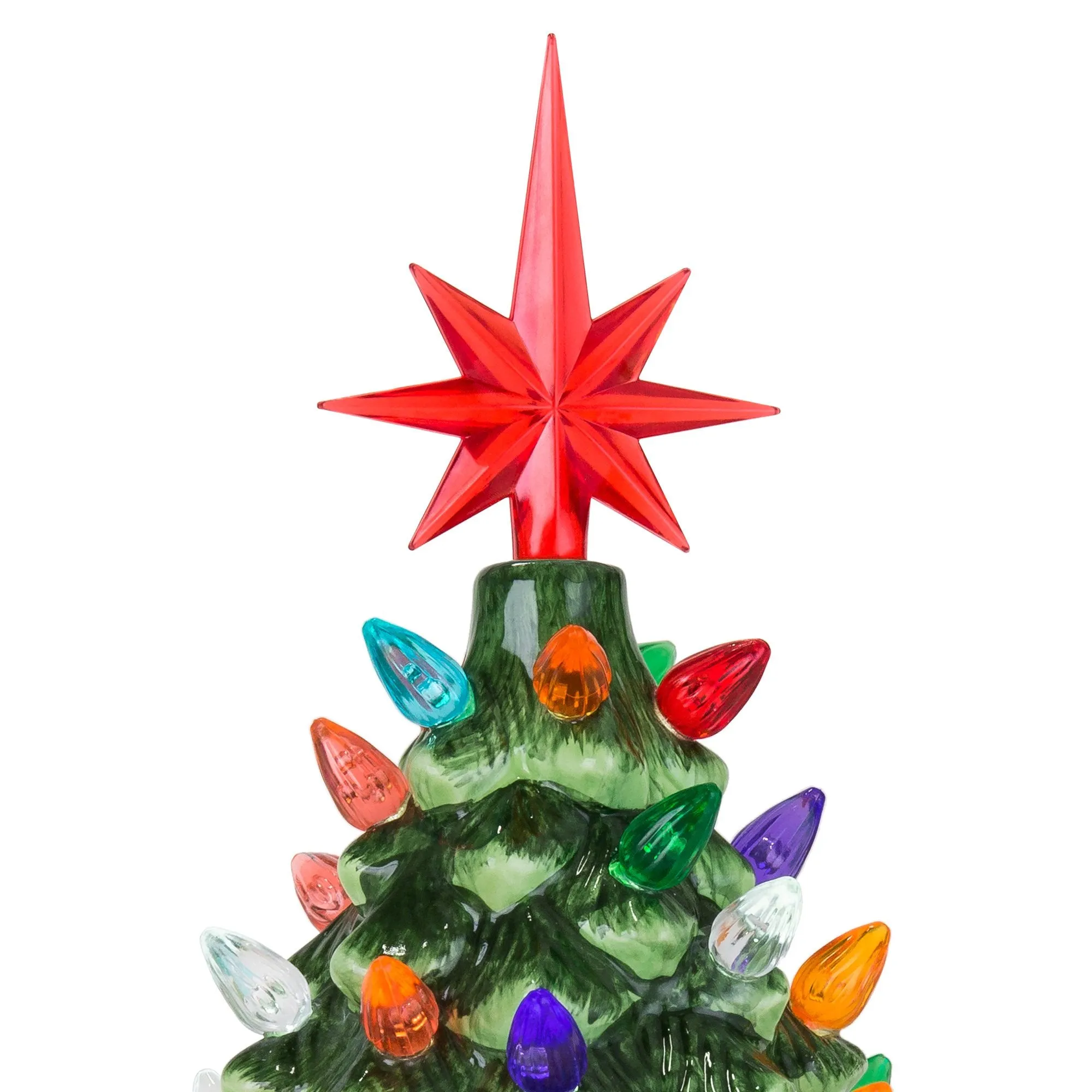 9.5in Pre-Lit Hand-Painted Ceramic Tabletop Christmas Tree