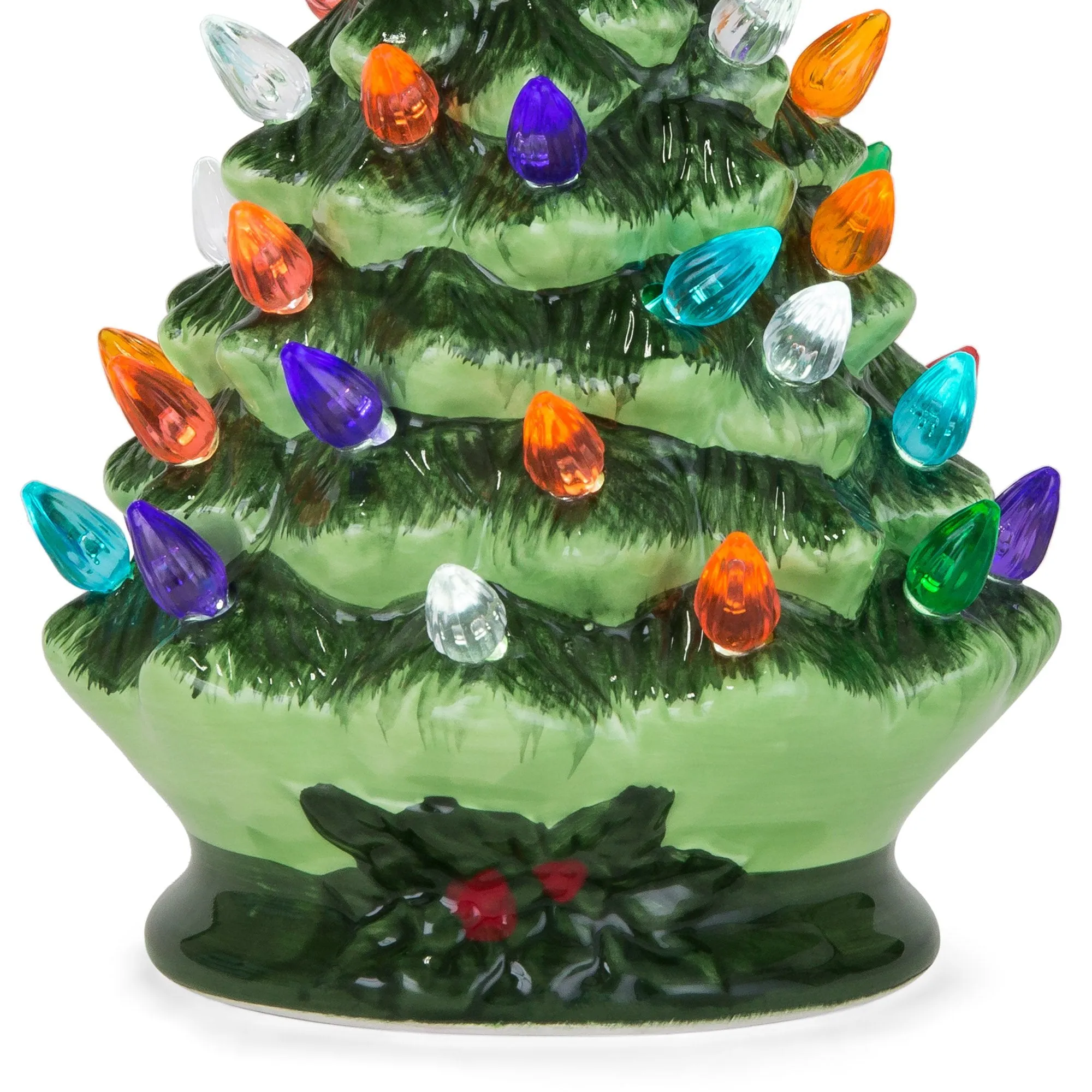 9.5in Pre-Lit Hand-Painted Ceramic Tabletop Christmas Tree