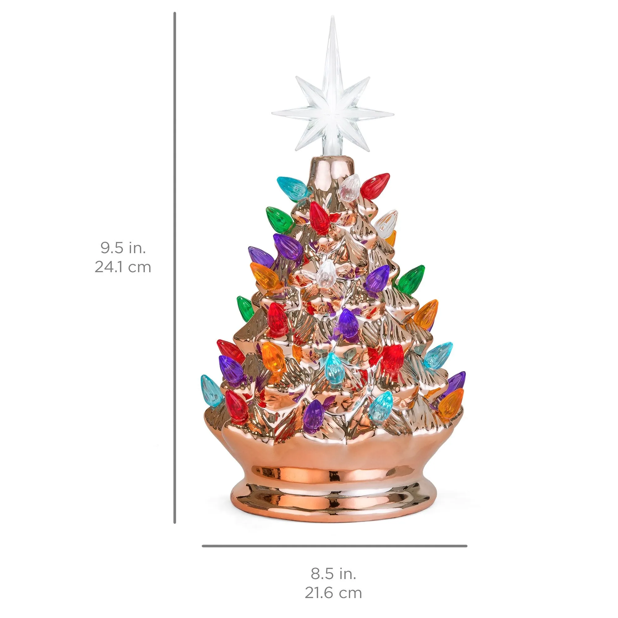 9.5in Pre-Lit Hand-Painted Ceramic Tabletop Christmas Tree