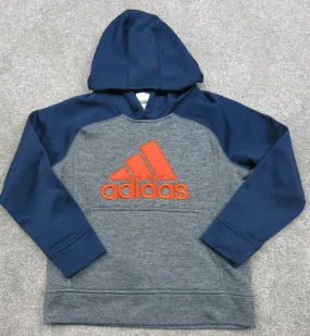 Adidas Hoodies Boys 8 years Gray Blue Activewear Pullover Sports Logo Hoodies