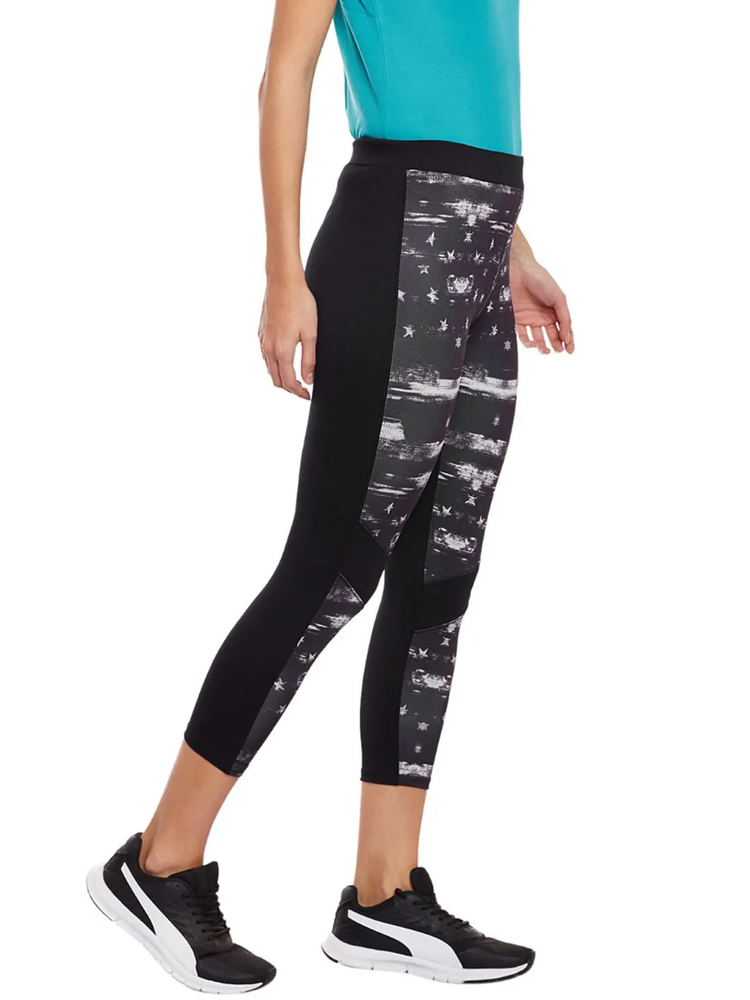 Alcis Black Printed Training Tech Fit Tights AKTRWPN1350336