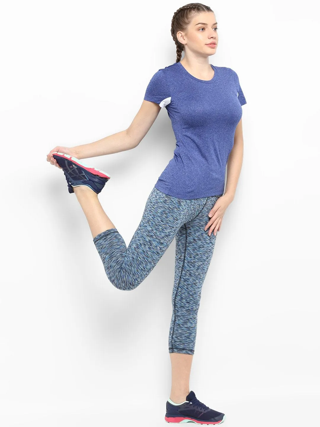 Alcis Blue Self Design Capris