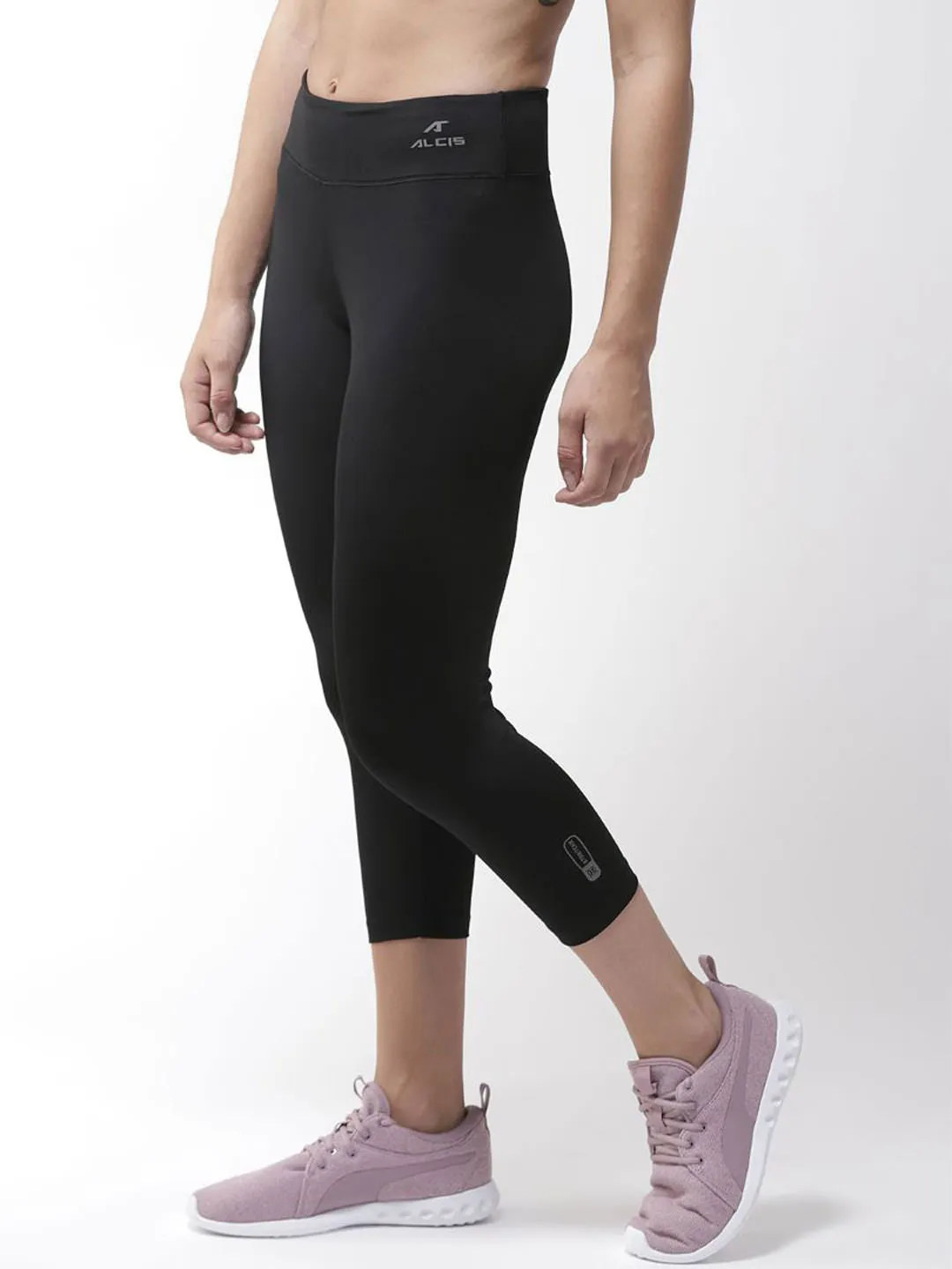 Alcis Women Black 3/4th Training Tights