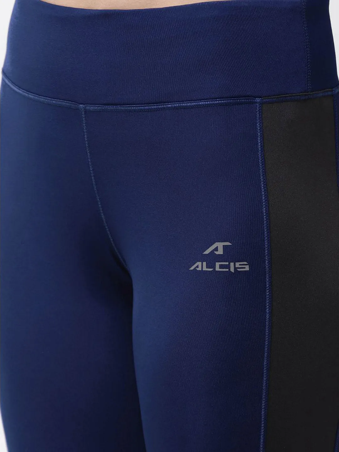 Alcis Women Blue Black Solid Tights