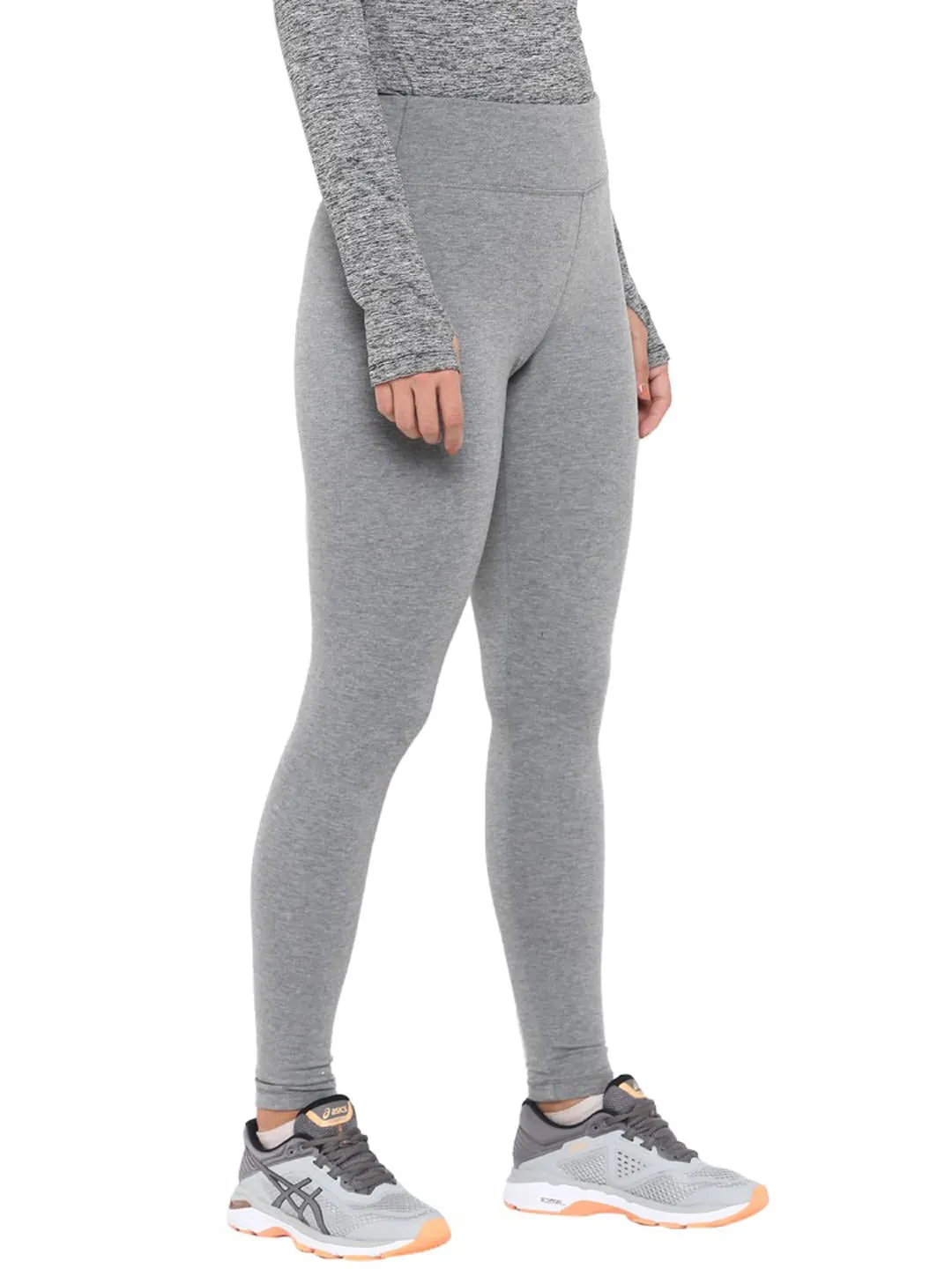 Alcis Women Grey Solid Ankle-Length Leggings