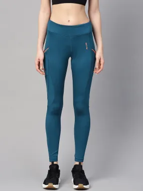 Alcis Women Solid Blue Leggings