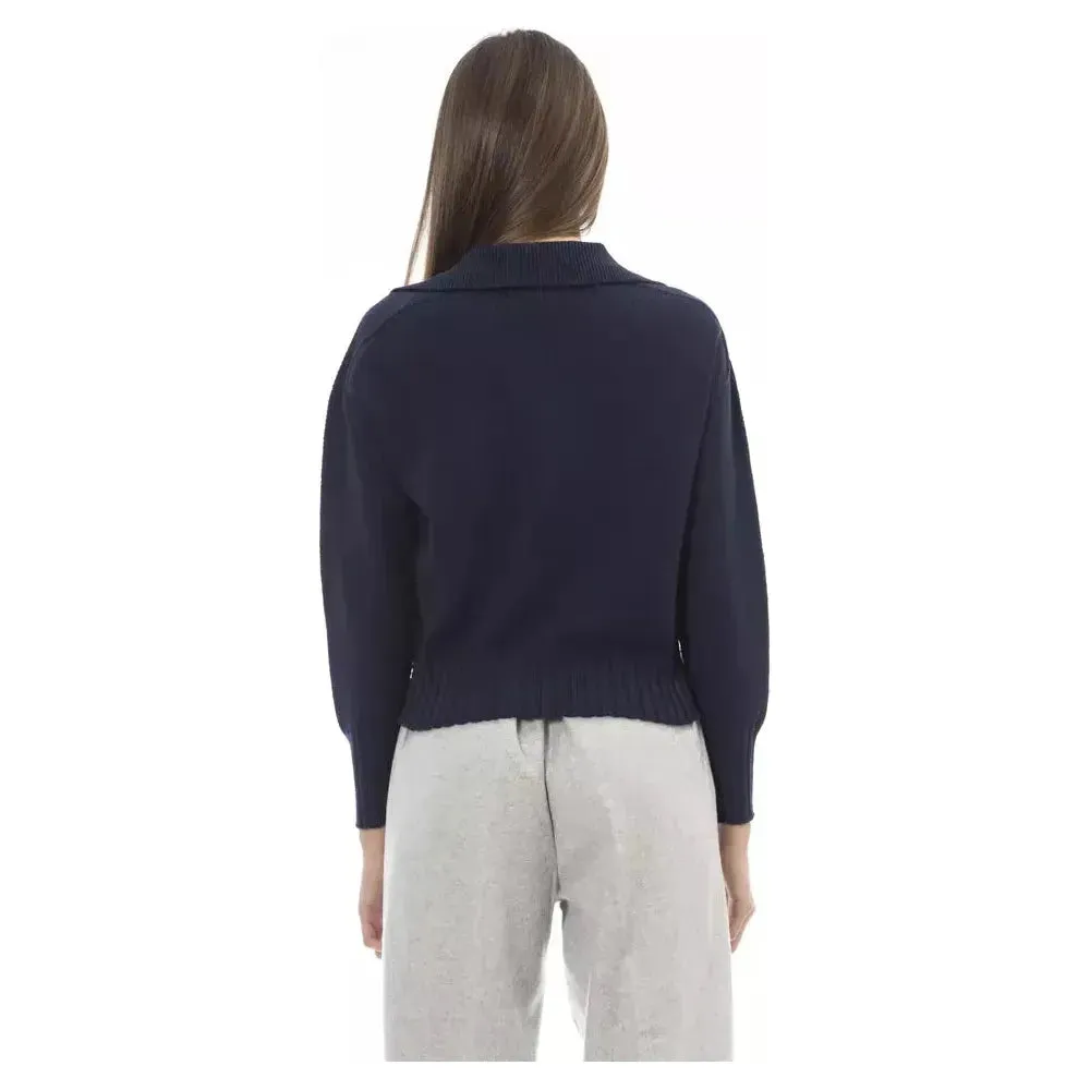 Alpha Studio Blue Wool Women Sweater