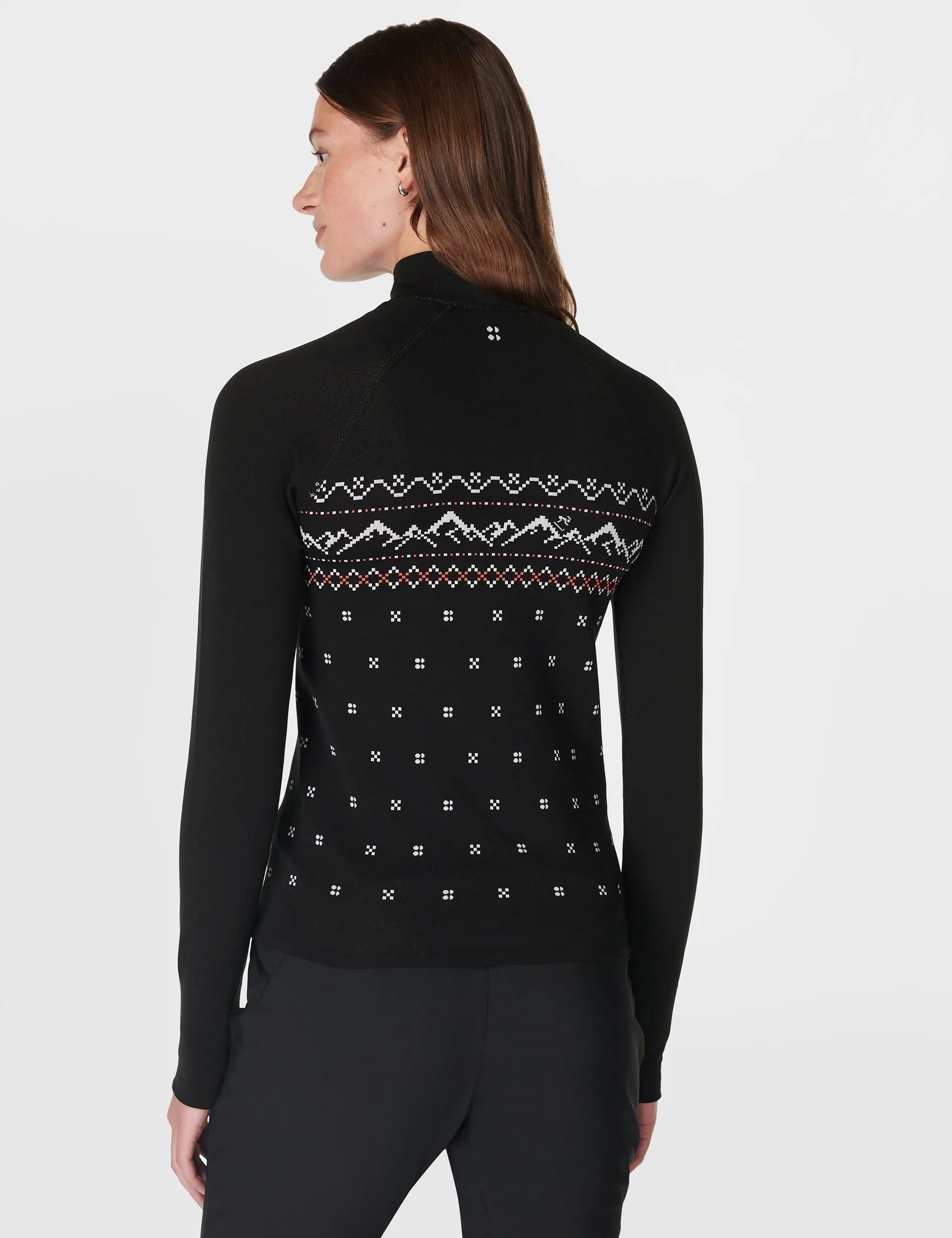 Alpine Betty Half Zip Base Layer Top - Black Alpine Betty Jacquard