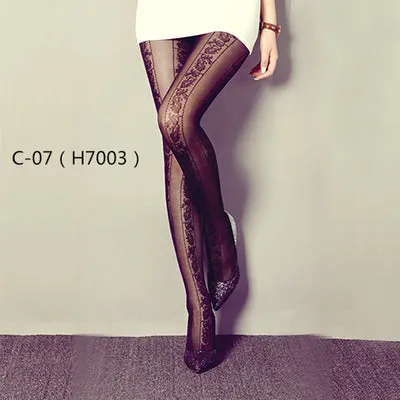 Amazing Spring Summer Women Tights Black Sexy Tattooed Stockings Trendy Fashion Thin Embroidery Crotch Silk Pantyhose for Female