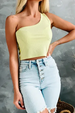 Antonia Ribbed One Shoulder Crop Top (Sage Green)