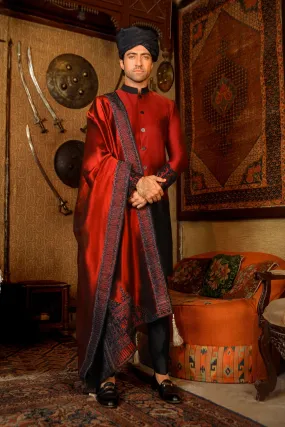 Arif Ashraf - Gul - Maroon & Black - Pure Tissue Silk - 3 Piece