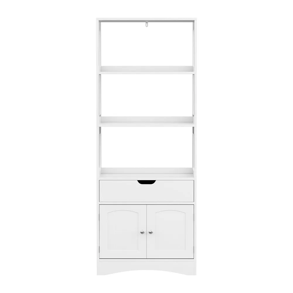 Artiss Bathroom Floor Storage Cabinet with 2 Drawers 3 Open Shelves 2 Doors White