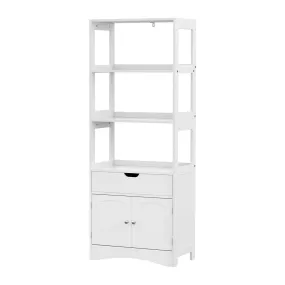 Artiss Bathroom Floor Storage Cabinet with 2 Drawers 3 Open Shelves 2 Doors White