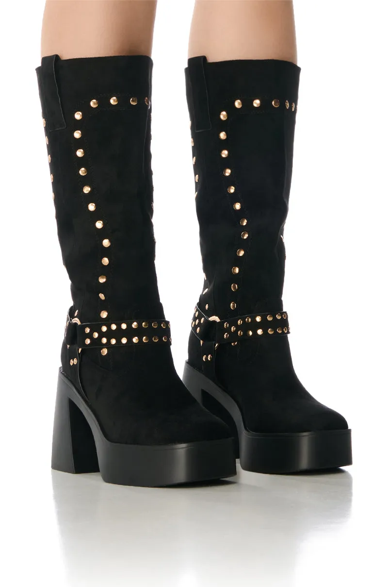 AZALEA WANG MUNA BLACK FAUX SUEDE BOOT