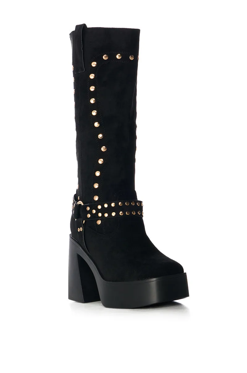 AZALEA WANG MUNA BLACK FAUX SUEDE BOOT