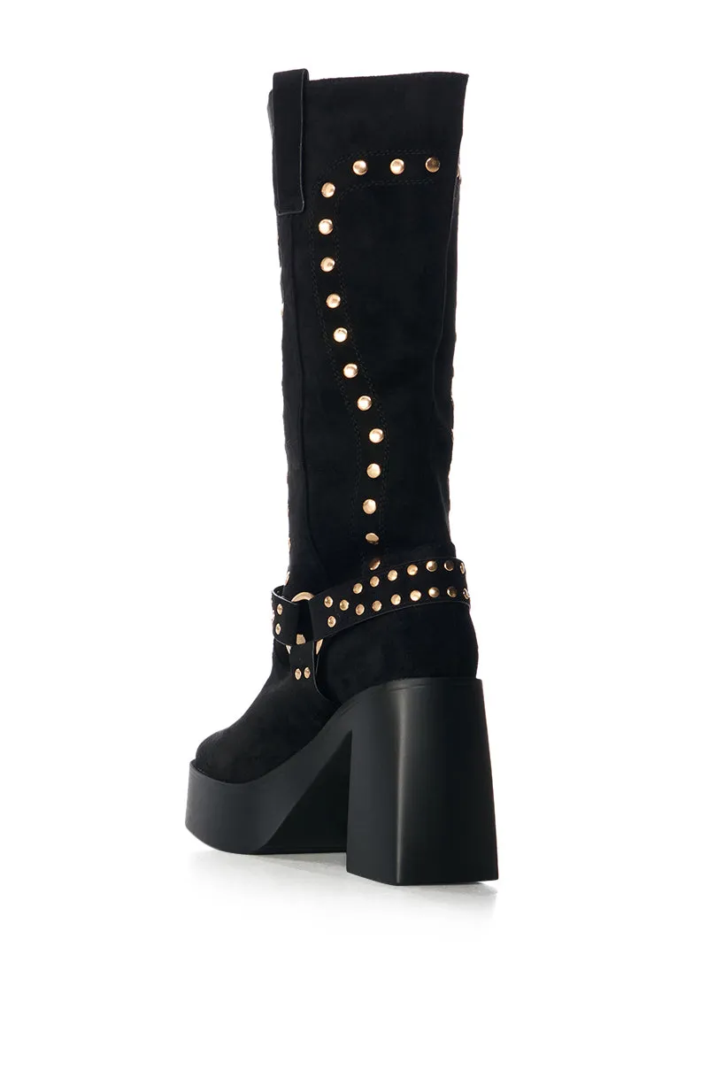 AZALEA WANG MUNA BLACK FAUX SUEDE BOOT