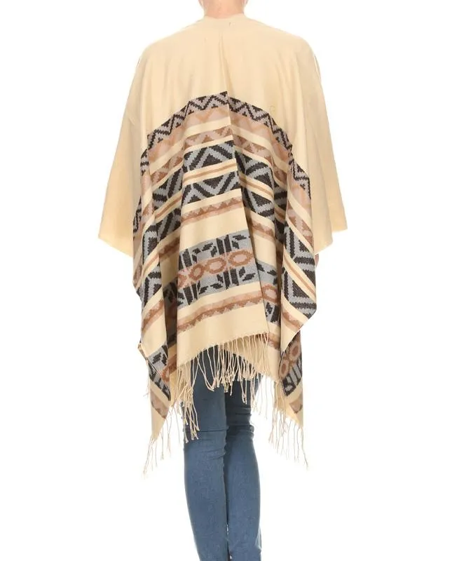 AZTEC PATTERN FRINGE SHAWL