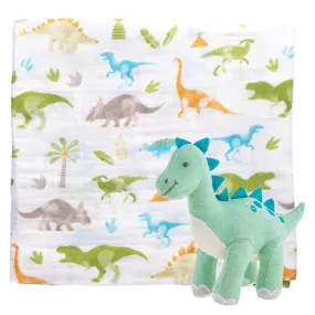 Baby Blanket And Stuffed Animal - Dino