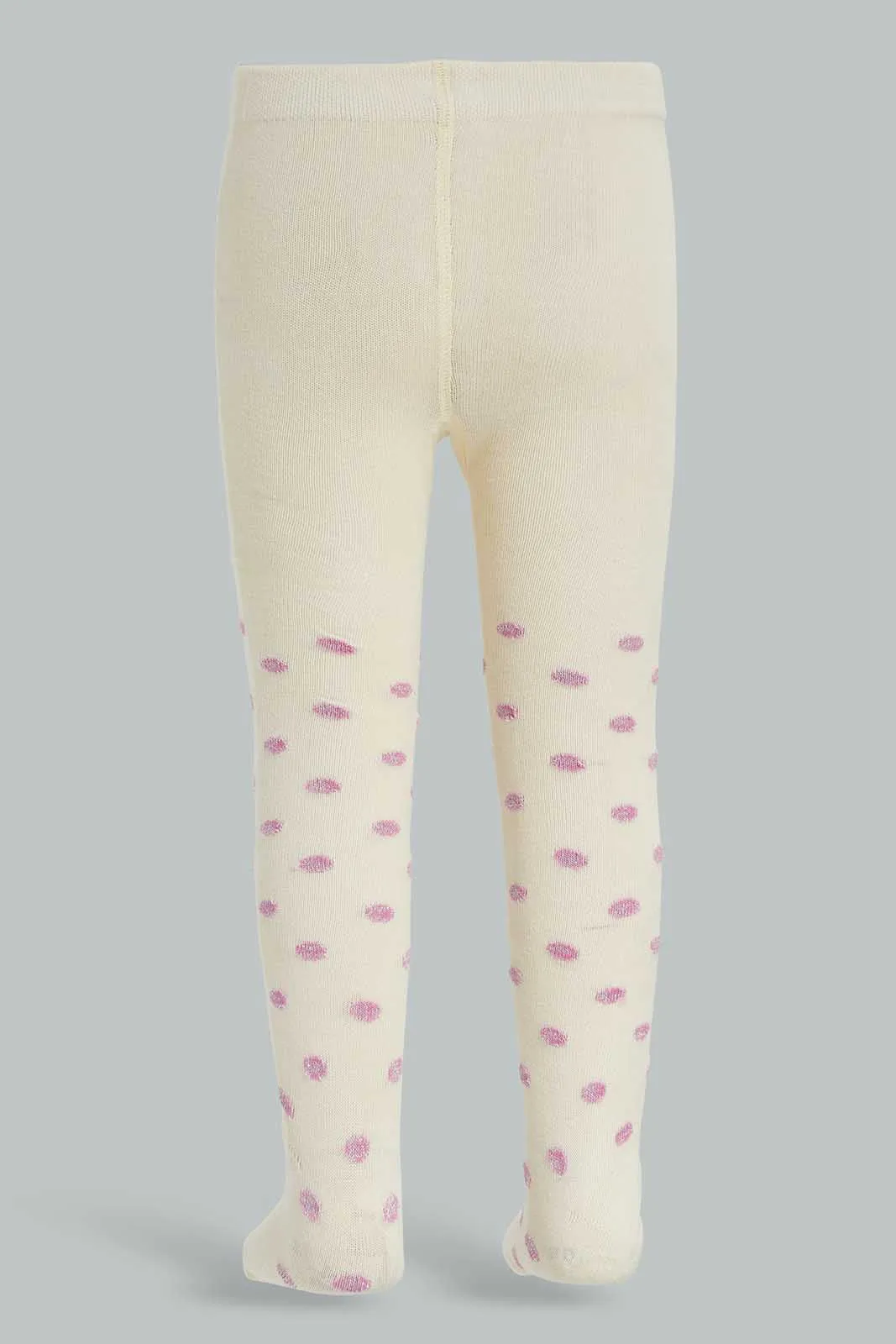 Baby Girls Beige Polka Dot Stocking