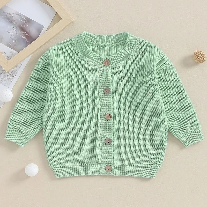 Baby Girls Button Down Sweater Cardigan - Celery Green