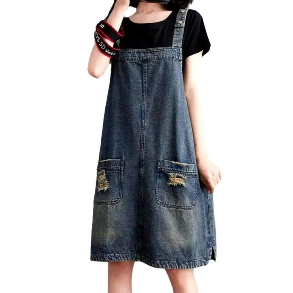 Baggy ripped jeans overall shorts for ladies