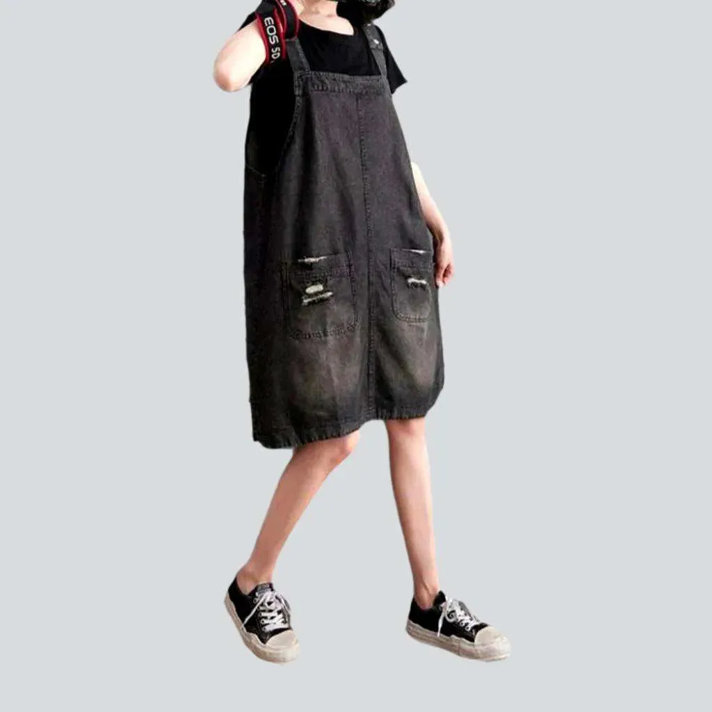 Baggy ripped jeans overall shorts for ladies