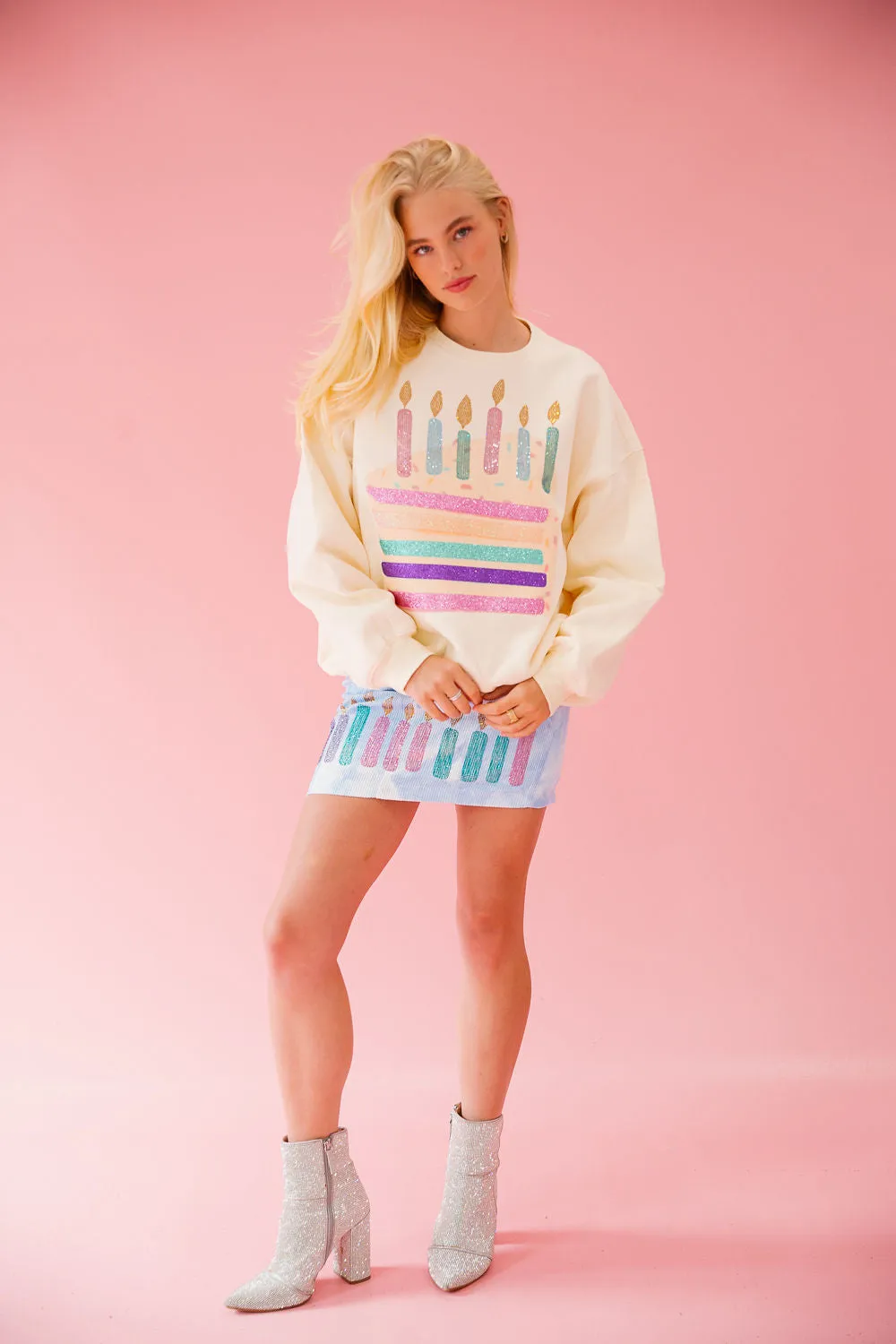 BDAY CAKE CREAM PULLOVER