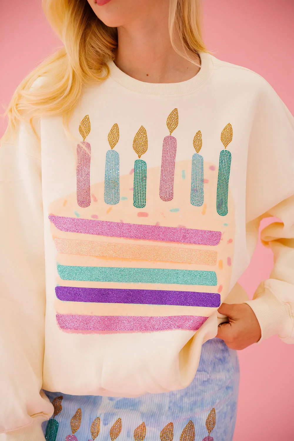 BDAY CAKE CREAM PULLOVER