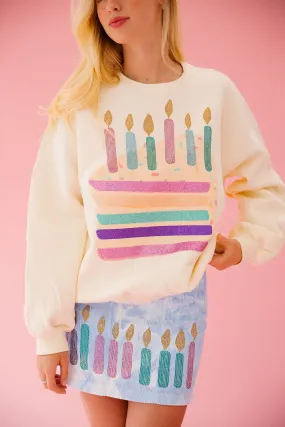 BDAY CAKE CREAM PULLOVER