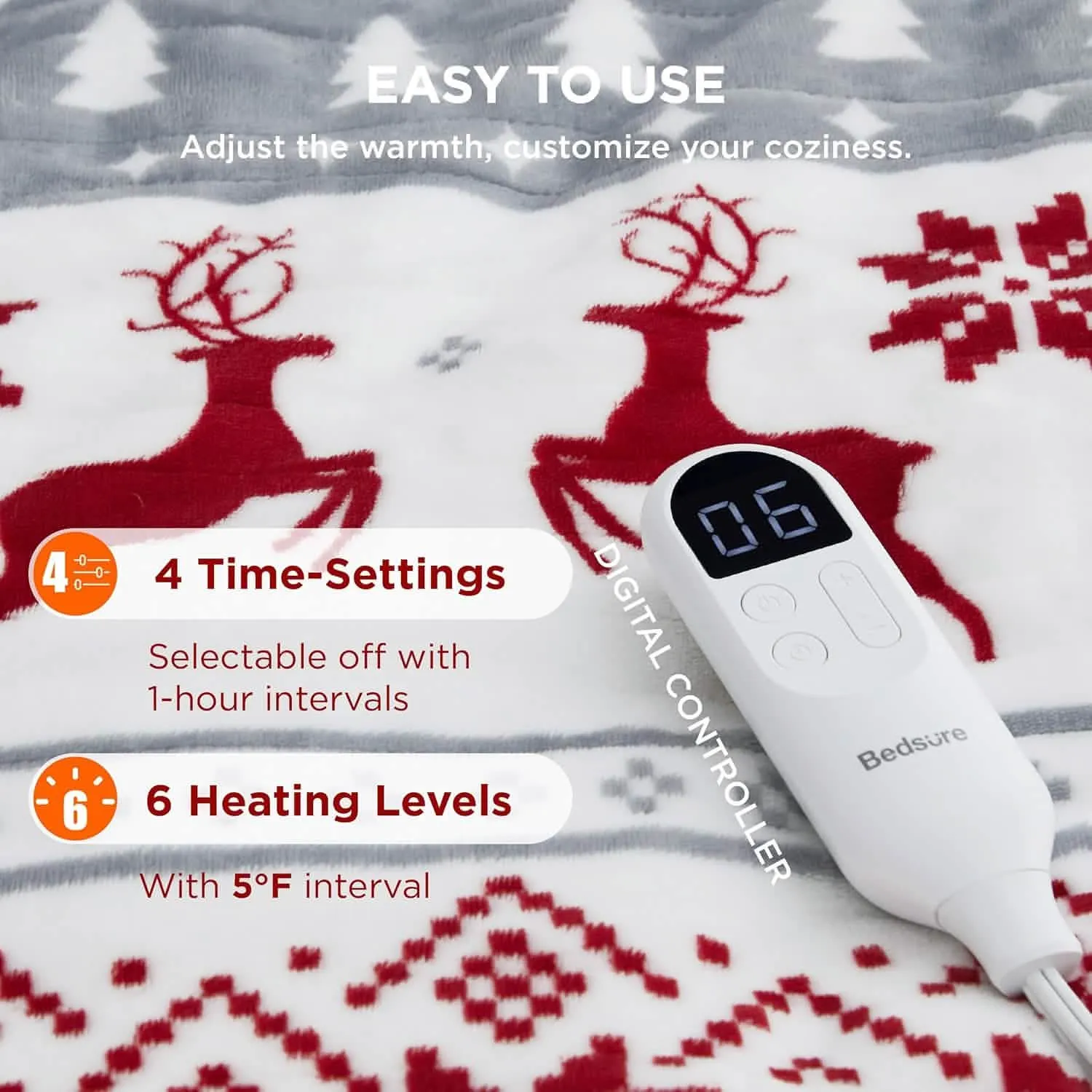 Bedsure Christmas Flannel Heated Blanket